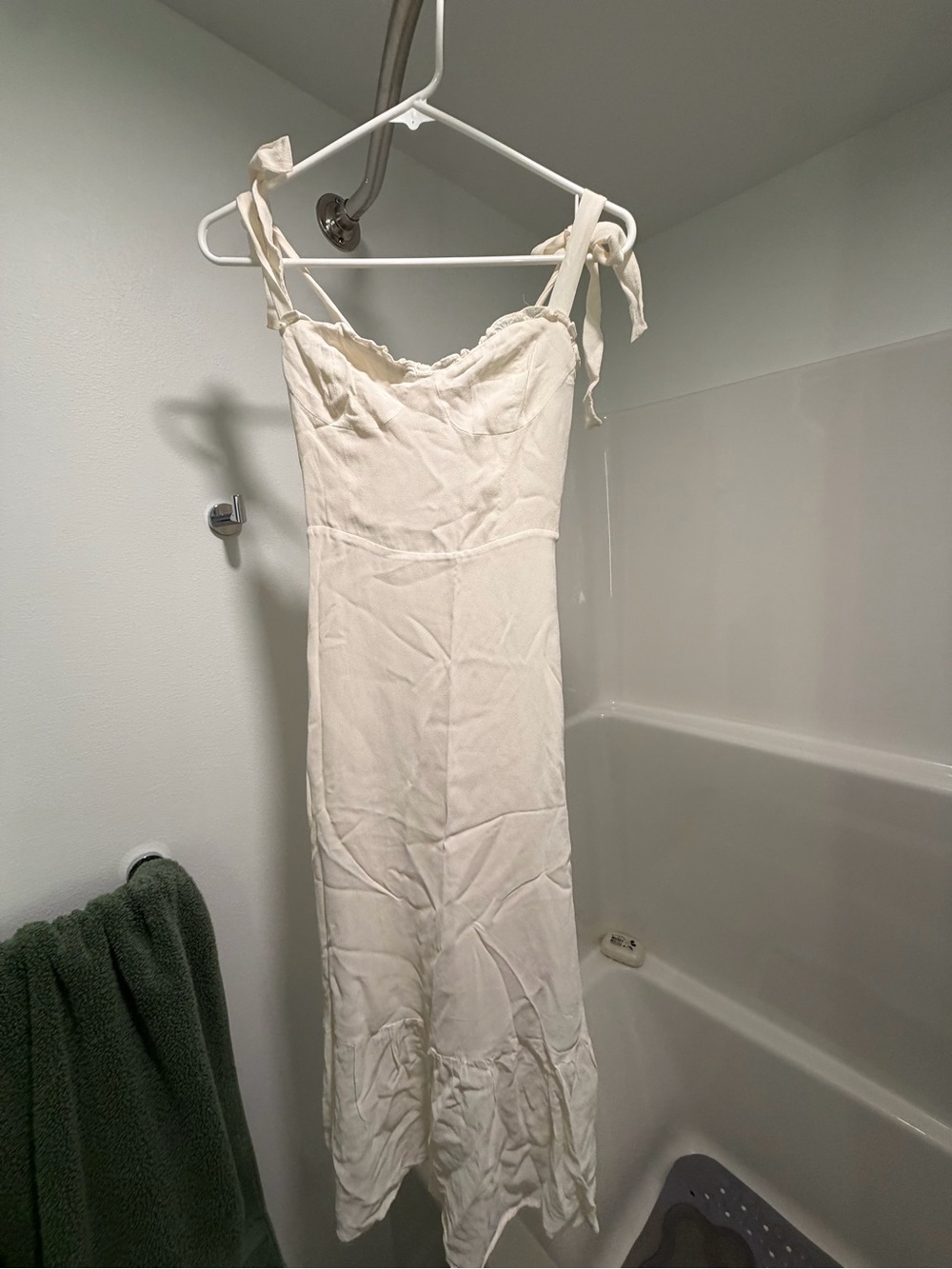 Reformation Cream Tie-Shoulder Slip Dress